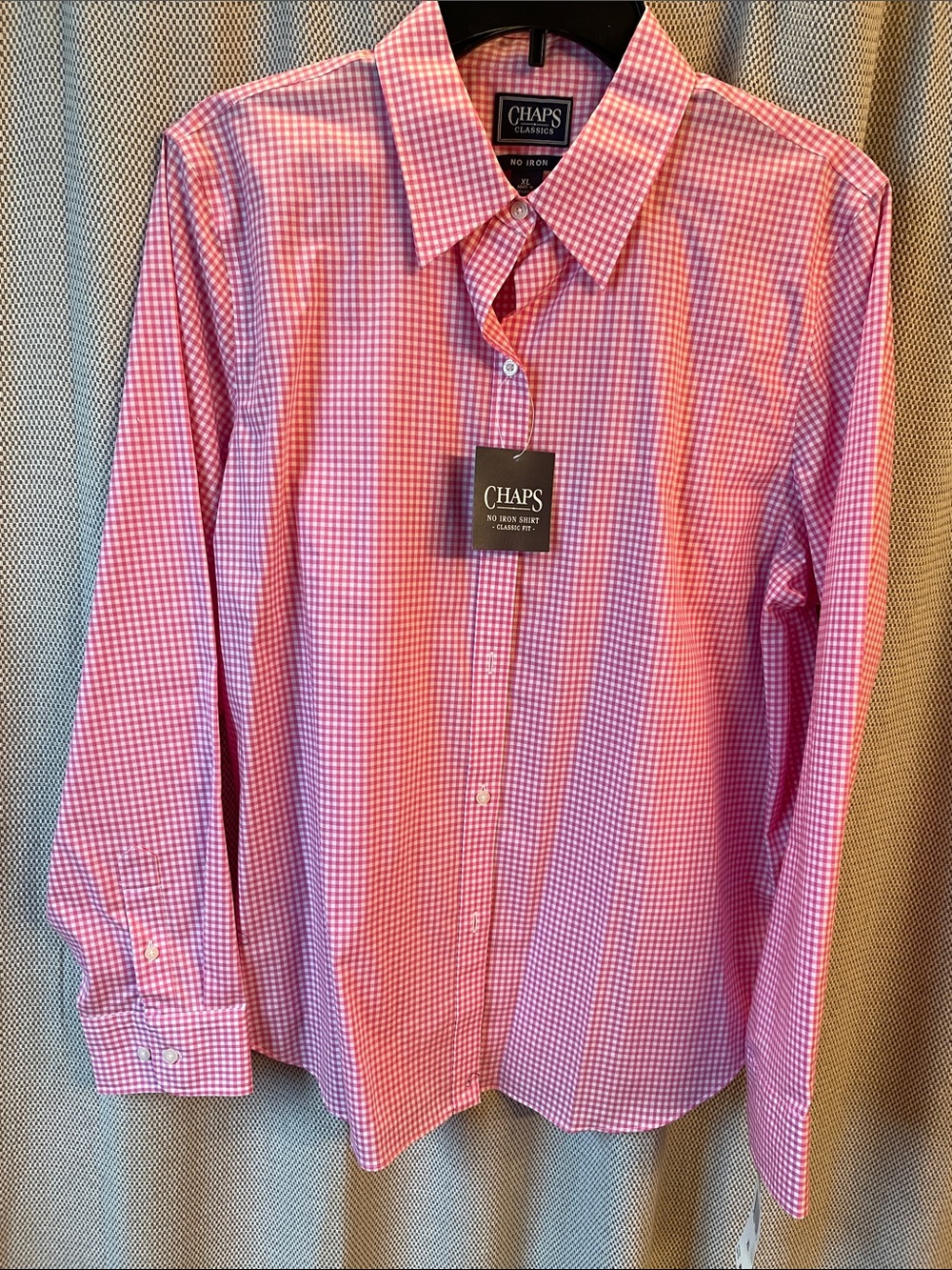 Chaps Women’s Pink Gingham Long-Sleeve Dress Shirt